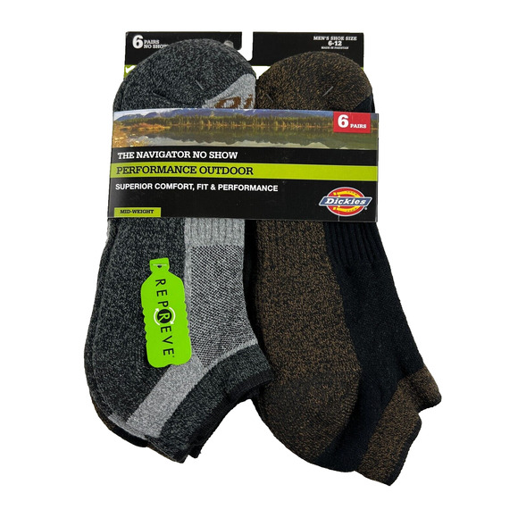 NEW Dickies Men Performance-Outdoor No-Show Socks 6 Pairs Sz 6-12 Black Assorted - Picture 15 of 16